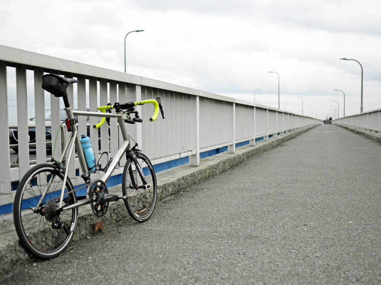 流山橋を渡って江戸川の左岸サイクリングロードへ向かう
