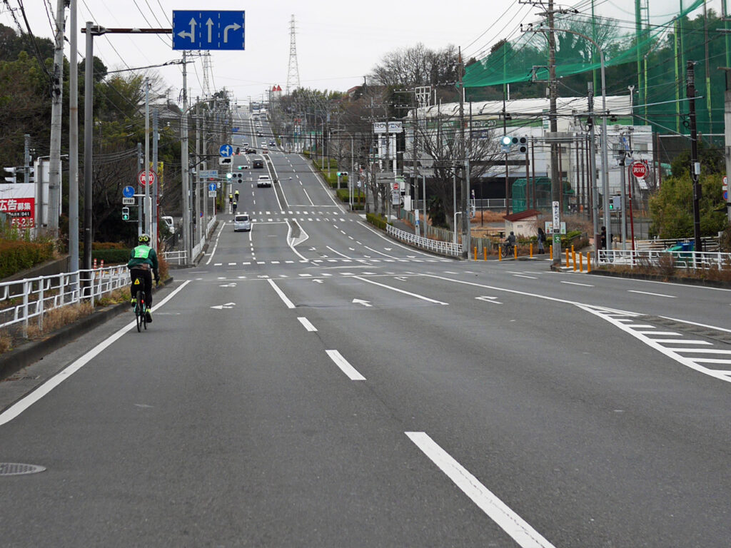 ズーラシアに向かってアップダウンが続く中原街道を進む